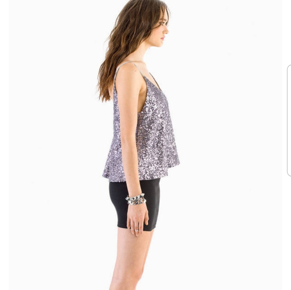 Tobi Shana Silver Sequin Tank Top - Picture 4 of 4